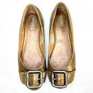 Fossil Buckle Bronze Ballet Flats Size 6.5  Maddox